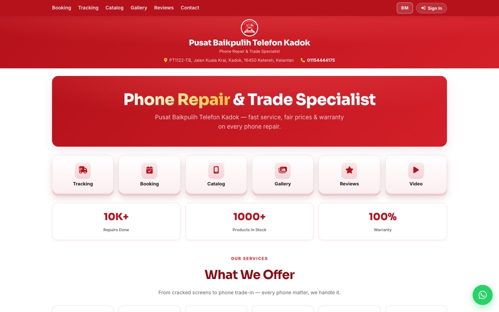 Laman Pusat Baikpulih Telefon Kadok